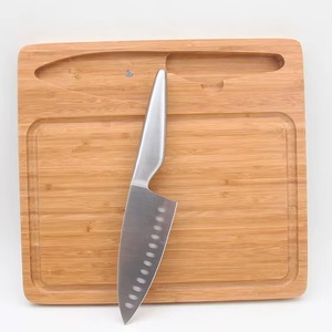 Bamboo Chopping Board With <b>Knife</b> Holder Rectangle Anti-Slip Dishwasher <b>Safe</b> Single Piece Package - Product Image 3