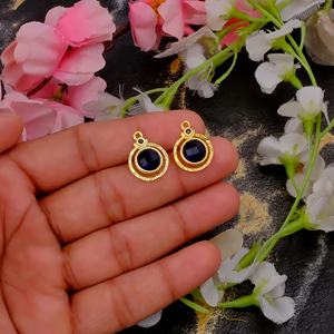 Iolite Quartz Handmade DIY Fashion Jewelry Gold Plated Round Faceted Gemstone Connectors As Jewelry Findings Components - Product Image 2