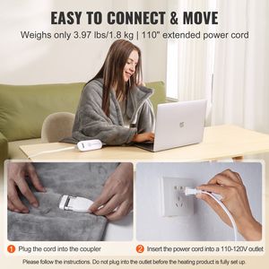 ผ้าห่มไฟฟ้าขนแกะเนื้อนุ่มขนาด 50x60 นิ้ว สำหรับเตียงคู่ พร้อมตัวตั้งเวลาปิดอัตโนมัติ 3 ชั่วโมง และ 5 ระดับความร้อน - Product Image 5