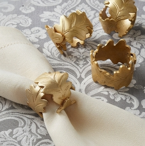 Anillos para Servilletas con Acabado Dorado en Forma de Hoja, Accesorios para Mesa de Boda, Cenas, Fiestas y Eventos en el Hogar - Product Image 1