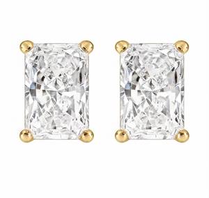 Emerald Cut Diamond <b>Stud</b> Earrings Rose Gold Plated Claw Setting GIA Certified Women's Classic Engagement Ring for Women - Product Image 5