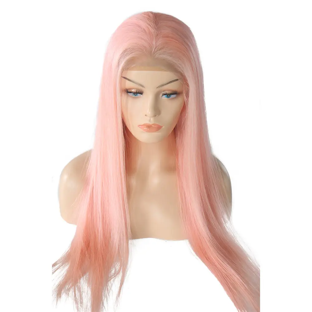 4P Hair Fantasy Beauty Synthetic Wigs Long Straight pink Wig Heat Resistant Fiber pink Black Roots Full Wigs for Woman