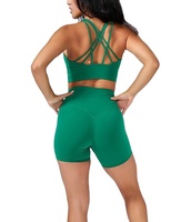 Ensemble 2 Pièces Short de Yoga Femme – Tenue Sportive Élégante, Confortable, Sans Coutures, Flexible, Légère et Respirante en Spandex/Nylon Extensible dans les Quatre Sens
