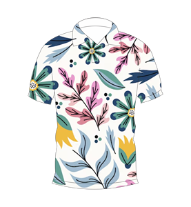 เสื้อโปโลผู้ชายสีขาวพิมพ์ลายดอกไม้หลากสีลำลองแขนสั้นแฟชั่นฤดูร้อน - Product Image 3
