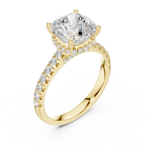 Anillo de Compromiso y Boda para Mujer, con Diamante Cultivado en Laboratorio de 3 Quilates, Corte Cojín, E VS1, Oro Sólido de 14k, Certificado IGI, Gran Venta - Product Image 4