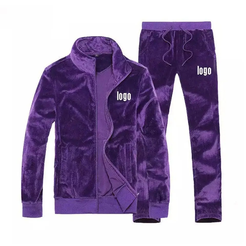 Purple Velour Tracksuits Quality Custom Sports Wear