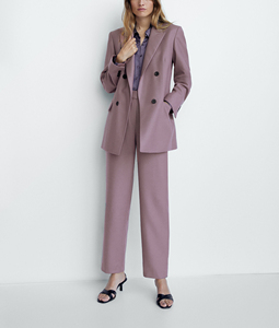 Dernier Style – Ensemble tailleur pantalon et blazer croisé en polyester mélangé pour femme – Tenue de travail formelle et professionnelle - Product Image 4
