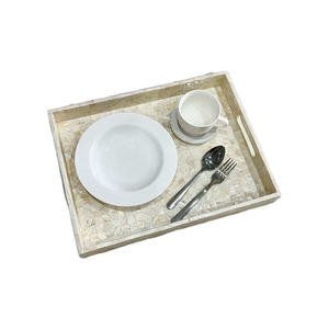 Mother pearl tray, square <b>mosaic</b> rectangle serving tray breakfast tray by Barkha star - Product Image 2