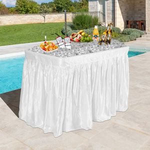4 Feet Plastic Party Ice <b>Folding</b> <b>Table</b> with Matching Skirt for Outdoor Camping & Hiking - Product Image 3