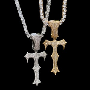 Colgante de Cruz de Plata 925 con Moissanita, Microincrustaciones, Amuleto Religioso, Unisex, Uso Diario, Estilo Hiphop - Product Image 1