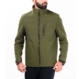Veste softshell d'hiver pour homme, col montant, fermeture éclair sur le devant, unie, légère, vêtements de travail d'extérieur, logo personnalisé, marque privée, 6XL - Product Image 3