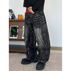 Men Vintage Casual Oversized Baggy Jeans Wide Leg Washed Denim <b>Trousers</b> Hip Hop Streetwear Winter Autumn Spring - Product Image 5