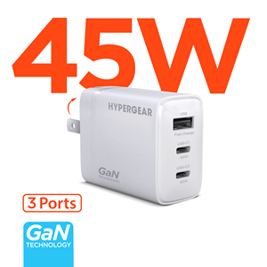 อะแดปเตอร์ชาร์จเร็ว SpeedBoost 45W USB-C PD Tri-Port GaN แบบติดผนัง รองรับ PPS พร้อมพอร์ต 3 ช่อง - Product Image 1
