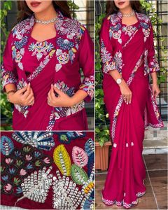 เสื้อแจ็คเก็ตปาร์ตี้สุดฮิตแบบใหม่พร้อมผ้าส่าหรี พร้อมสวมใส่ ผ้าส่าหรีปักลาย - Product Image 5