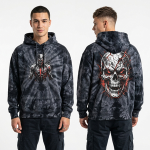 Sudadera con Capucha Vintage Personalizada para Hombre, Diseño Gráfico de Fútbol Zombie, Sudadera Oversize con Lavado Ácido, Ropa Urbana, Pullover, Directo de Fábrica - Product Image 6