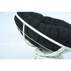 Silla Papasan redonda para interiores/exteriores con cojín de mechones gruesos y base giratoria de ratán - Product Image 6