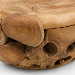 Mesa de Centro ARTERRA Premium Hecha a Mano con Mosaico de Raíz de Teca Orgánica Ecológica, Forma Ovalada, Mueble de Lujo para Vestíbulo de Resort - Product Image 4
