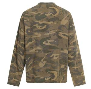 เสื้อยืดแขนยาวลายพรางผู้ชายคุณภาพสูงสั่งทำพิเศษขายดี ผ้าฝ้าย 100% ทรงโอเวอร์ไซส์ สตรีทแวร์ ระบายอากาศได้ดี ด้านหน้า - Product Image 3