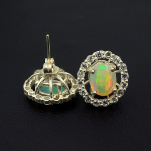 Pendientes de Ópalo Etíope Facetado, Ópalo Multifuego y Moissanita, Dijes de Aleación - Regalo para Fiesta de Boda Infantil - Product Image 5