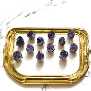 Anillo de piedras preciosas de racimo de amatista Africana hecho a mano con revestimiento de cobre antiguo tendencia tamaño ajustable para regalo al por mayor - Product Image 2