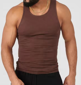 Wholesale 100% Cotton Tank Top Quick Dry Sleeveless Sports <b>Singlet</b> Training Custom Logo Workout Muscle Style Print Gym Fitness - Product Image 1