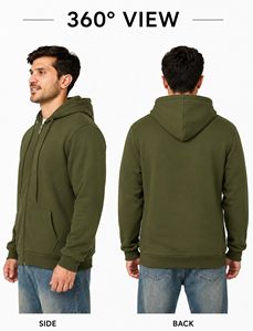Sudadera con capucha y cremallera completa para hombre, corte regular, informal, de poliéster, tejido de lana, ecológica, 220 g, color liso, otoño - Product Image 4