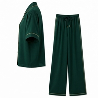 Ensemble pantalon large et chemise pour femme – Tenue décontractée deux pièces élégante et confortable, top assorti, style tendance
