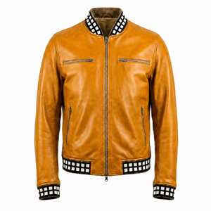 <b>Men</b> Casual Leather Look Jacket Fashion Outerwear Durable Zip Up Coat for Winter Streetwear and Bulk Wholesale Distribution - Product Image 1