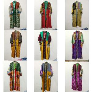 ชุดคลุมกิโมโนผ้าไหมหรูหราสไตล์วินเทจสำหรับผู้หญิง ระบายอากาศได้ดี คอวี ปิดด้วยเชือกผูก ยาวเต็มตัว ใช้เป็นชุดคลุมอาบน้ำหรือชุดนอน - Product Image 1