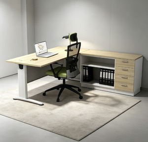 Bureau d'ordinateur exécutif moderne et durable, avec plateau en bois, design contemporain, espace de travail de 6 pieds, assemblage DIY commercial pour bureau - Product Image 1