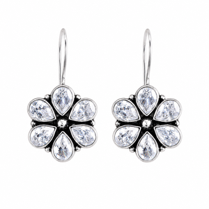 Verified Supplier Floral Gemstone Dangle <b>Earring</b> Bulk | Oxidized Silver <b>Hook</b> <b>Earrings</b> | Fashion Jewelry Manufacturer Ready Stock - Product Image 1