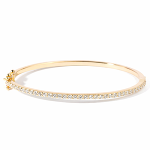 Manufacturing DEF Color VS VVS Clarity 18K Solid Gold Diamond <b>Bangle</b> <b>Bracelet</b> Lab Grown Diamond Dainty <b>Bracelet</b> Wedding Jewelry - Product Image 1