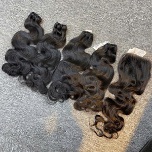 Paquetes de ondas naturales onduladas para el cuerpo, directo de fábrica 100%, máquina de cabello Virgen sin procesar, cabello vietnamita de doble trama, compre más y obtenga más - Product Image 1