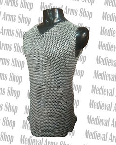 Camisa de Malla de Aluminio Medieval sin Mangas, Hauberk para Adulto Unisex, Armadura de Anillos Entrelazados para Batalla, Caballero, Recreación Histórica - Product Image 3