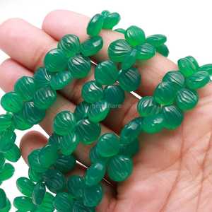 Cuentas de ónix verde natural talladas en forma de concha de 9-10 mm, cuentas de piedras preciosas talladas a mano con orificio lateral, cuentas sueltas de ónix verde para la fabricación de joyería. - Product Image 5