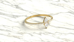 Anillo minimalista de oro de 18 quilates con forma de cometa y diamantes para mujer, con banda de diamantes redondos, anillo de compromiso de media eternidad, joyería fina. - Product Image 3