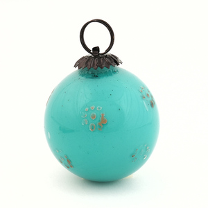 Boule de Noël Vintage en Verre Turquoise Brillant Ronde à Suspendre pour Décoration de Sapin de Noël - Vente en Gros - Product Image 1