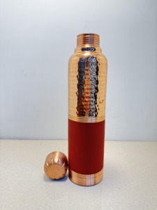 Handcrafted Pure Copper Water Bottle 1000ml Leakproof Half-Hammered Drinkware Gym Sports Copper Flask with Color Coating - Product Image 3