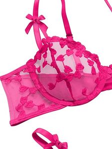 Ensemble de lingerie sexy push-up à armatures, en résille transparente, avec soutien-gorge et culotte à lanières - Product Image 4