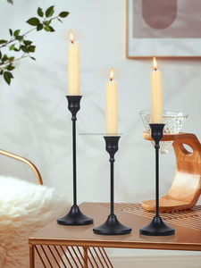 เชิงเทียนลวดเหล็กสีดำแบบแขวนที่ใส่เทียนในห้องนั่งเล่นห้องรับประทานอาหารที่วางเทียนโลหะสำหรับตกแต่งโต๊ะ - Product Image 4