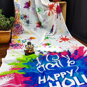 Colección especial de Holi de sarees de lino de algodón suave con estampado digital Rang Barse - Product Image 1