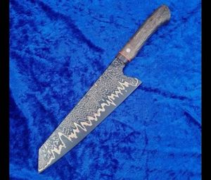 THEWIZ CRAFTS Damascus Steel <b>Kitchen</b> Chef Knife Strong Durable Blade Handmade Eco-Friendly Dishwasher Safe Right Hand Leather - Product Image 2