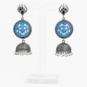 Wholesale Oxidized Silver Hand Painted Dangle Earring Bollywood Jhumka | Direct Factory Manufacturer | Premium Quality | Hot - Product Image 4