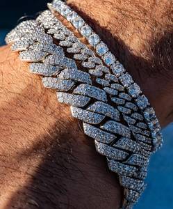 Bracelet pour homme en moissanite 18 mm, en argent sterling 925, style cubain, bijou de poignet étincelant, accessoire tendance pour la mode moderne - Product Image 6