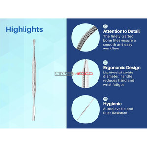 Miller Bone File Double-Ended Surgical Instruments Dental and Surgical Instrument with Curved and Straight Ends - Product Image 3