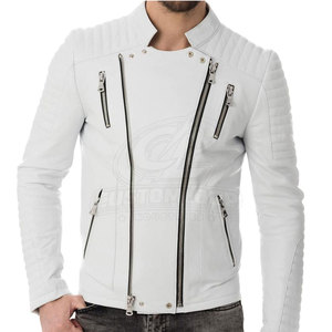 Veste en cuir pour homme de qualité supérieure avec un design élégant, col rabattable et poches zippées sécurisées - Product Image 3