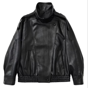 European American Unisex Fashion Hot-Selling Solid Spring Stand Collar Leather Waterproof Breathable Jacket Coat - Product Image 1