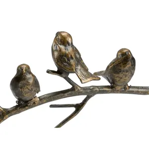 Sculpture d'oiseaux en bronze sur branche, figurine animale faite à la main pour la décoration de table, salon, style traditionnel - Product Image 2