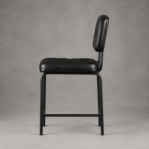Chaise de bar moderne noire capitonnée réglable avec cadre métallique fin, siège rembourré, design de mobilier industriel, décoration intérieure - Product Image 5
