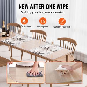 1.5 mm Thick <b>Clear</b> Plastic <b>Table</b> Cover 42 X 96 Inch Waterproof Easy Cleaning Rectangular Desk Mat Rug Pads & Protectors - Product Image 4